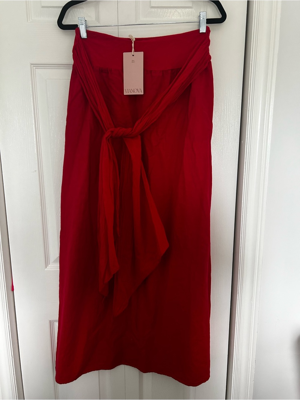 Vianova Red Tie-Waist Maxi Skirt (NWT)